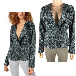 Black/White Asymmetrical Zip Blazer Jacket Size SMALL